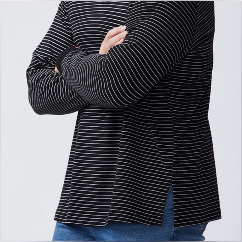 NWT Good Counsel Wanzer Long Sleeve Henley in Black + White - Size 2X